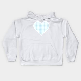 Soft Blue Gingham Heart Kids Hoodie